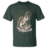 Fishing Camo T Shirt Bass Fish American Flag Boy Men Fisherman Gift