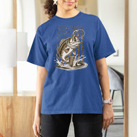 Fishing Camo T Shirt For Women Bass Fish American Flag Boy Men Fisherman Gift