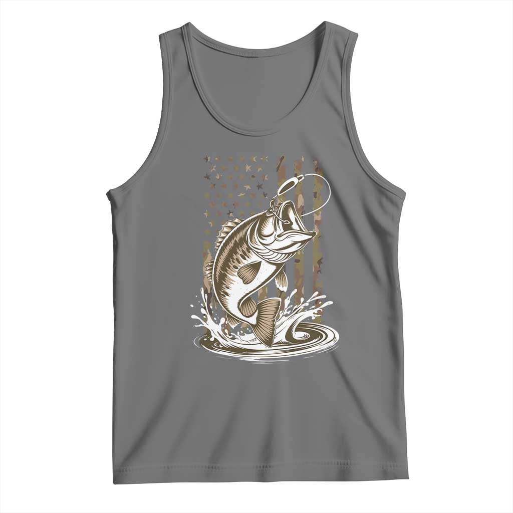 Fishing Camo Tank Top Bass Fish American Flag Boy Men Fisherman Gift