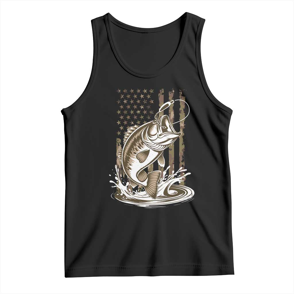 Fishing Camo Tank Top Bass Fish American Flag Boy Men Fisherman Gift