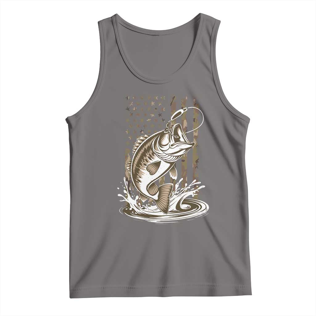 Fishing Camo Tank Top Bass Fish American Flag Boy Men Fisherman Gift