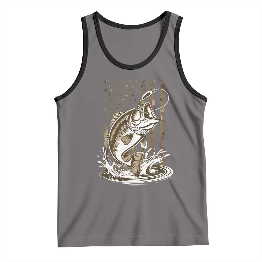 Fishing Camo Tank Top Bass Fish American Flag Boy Men Fisherman Gift
