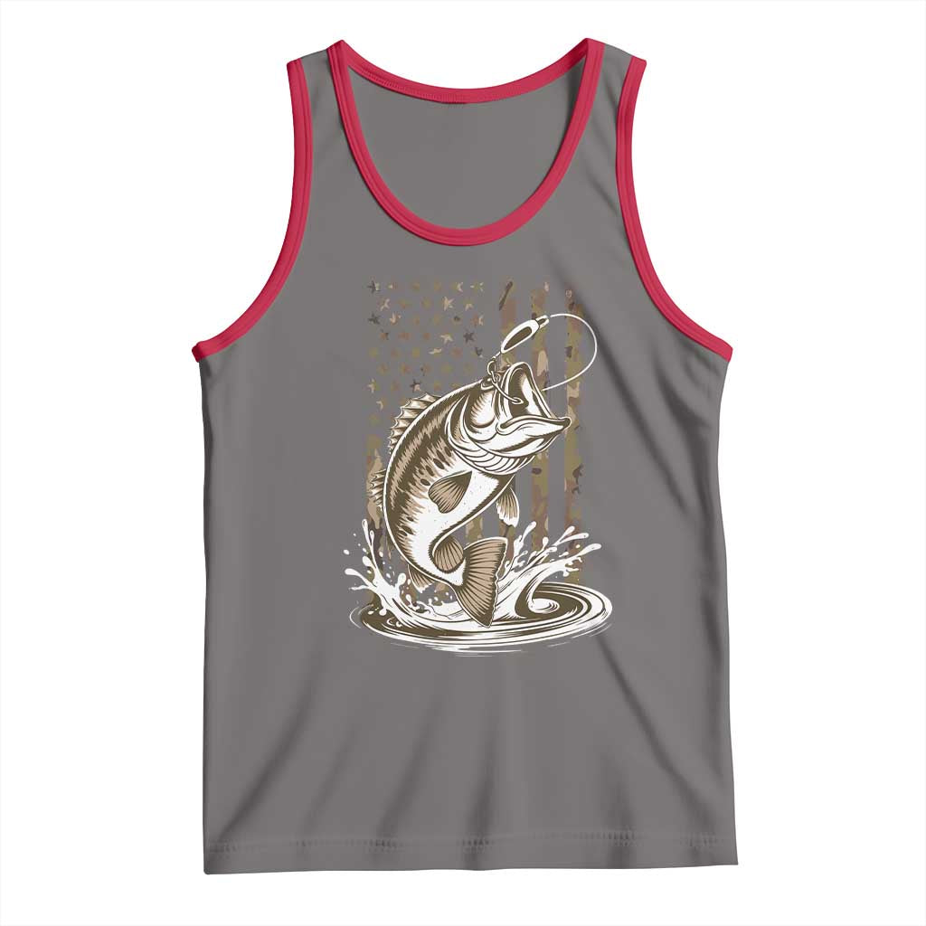 Fishing Camo Tank Top Bass Fish American Flag Boy Men Fisherman Gift