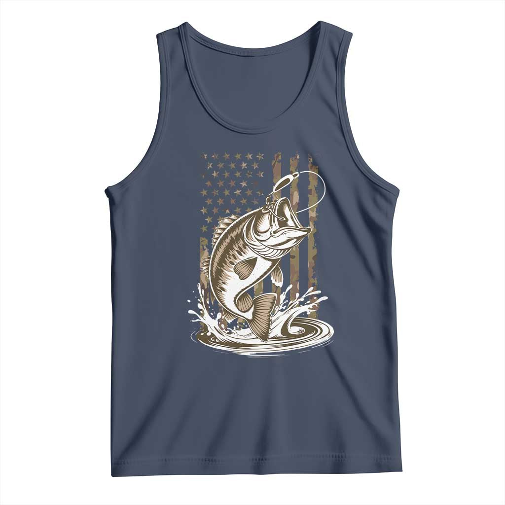 Fishing Camo Tank Top Bass Fish American Flag Boy Men Fisherman Gift