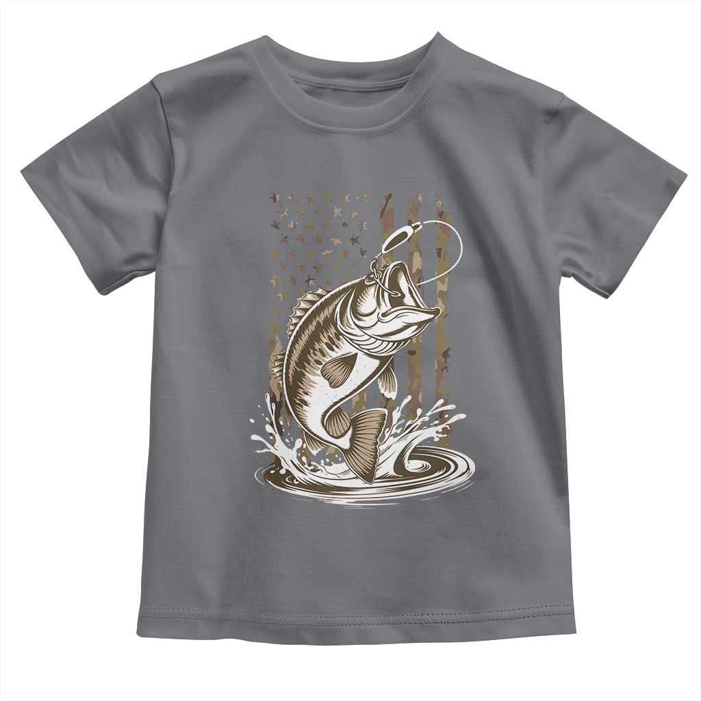 Fishing Camo Toddler T Shirt Bass Fish American Flag Boy Men Fisherman Gift