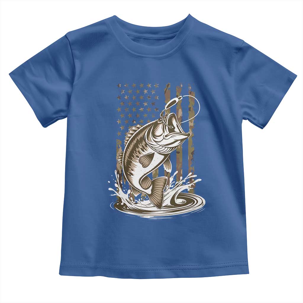 Fishing Camo Toddler T Shirt Bass Fish American Flag Boy Men Fisherman Gift