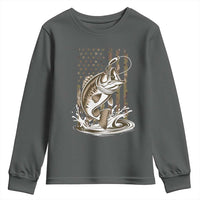 Fishing Camo Youth Sweatshirt Bass Fish American Flag Boy Men Fisherman Gift