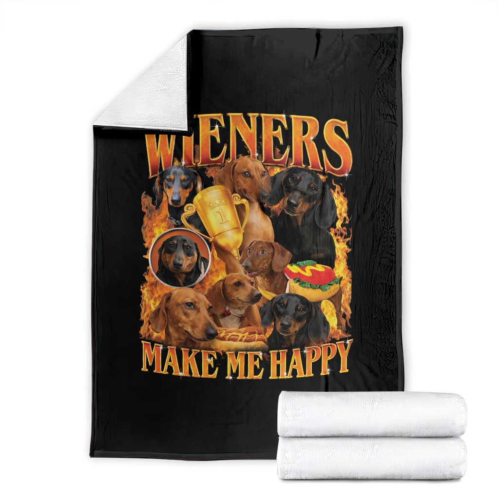 Funny Wiener Dog Throw Blanket Vintage Bootleg Gift For Dachshund Lover - Wonder Print Shop