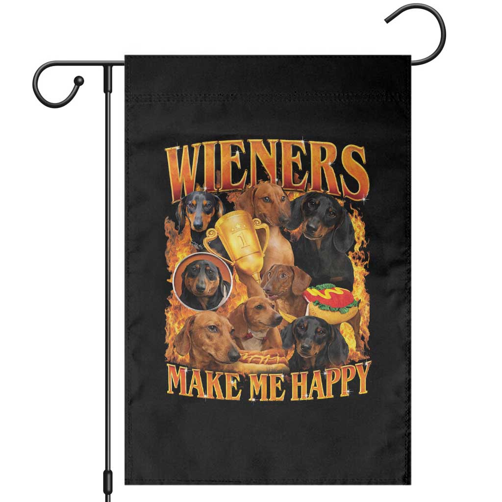 Funny Wiener Dog Garden Flag Vintage Bootleg Gift For Dachshund Lover - Wonder Print Shop