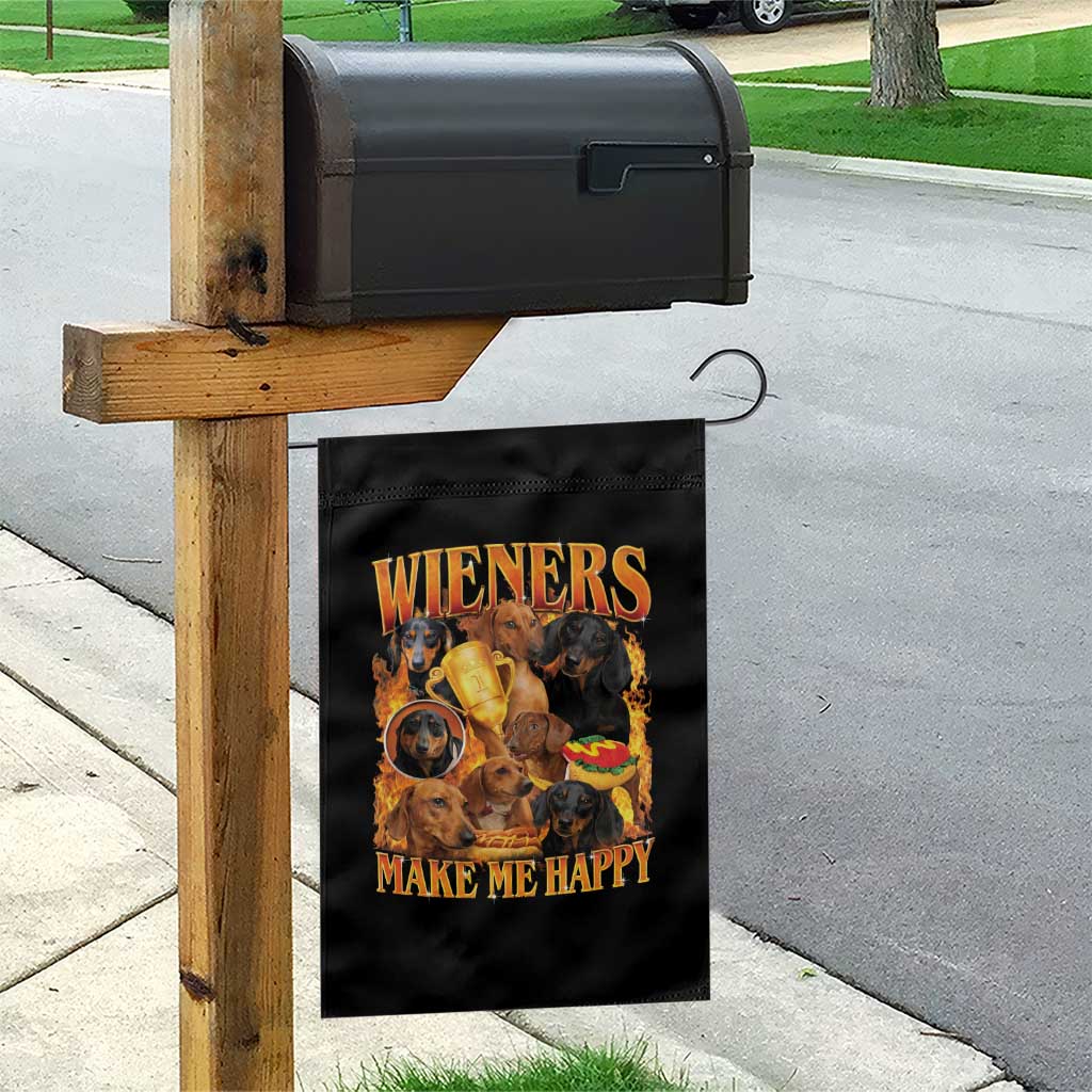 Funny Wiener Dog Garden Flag Vintage Bootleg Gift For Dachshund Lover - Wonder Print Shop