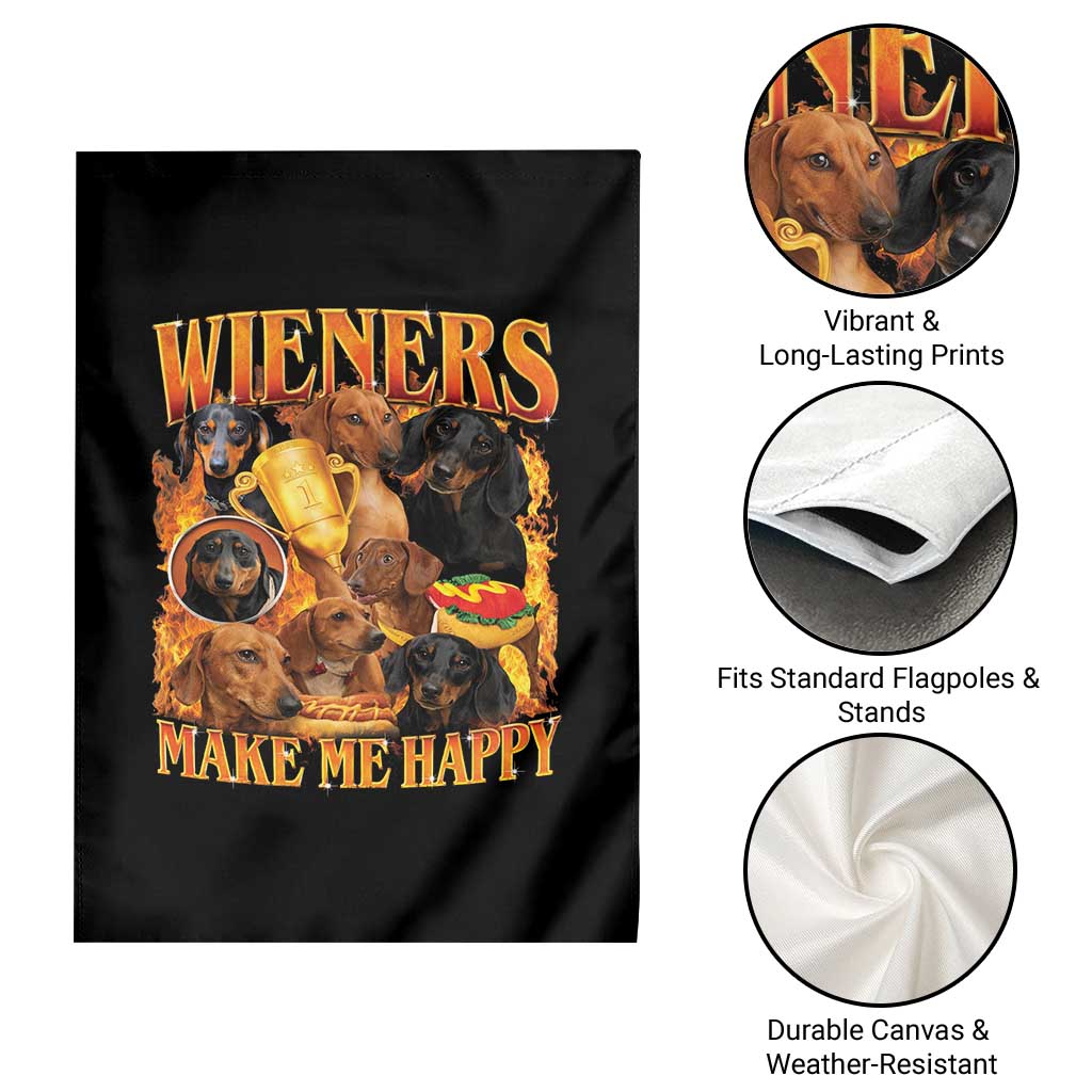 Funny Wiener Dog Garden Flag Vintage Bootleg Gift For Dachshund Lover - Wonder Print Shop