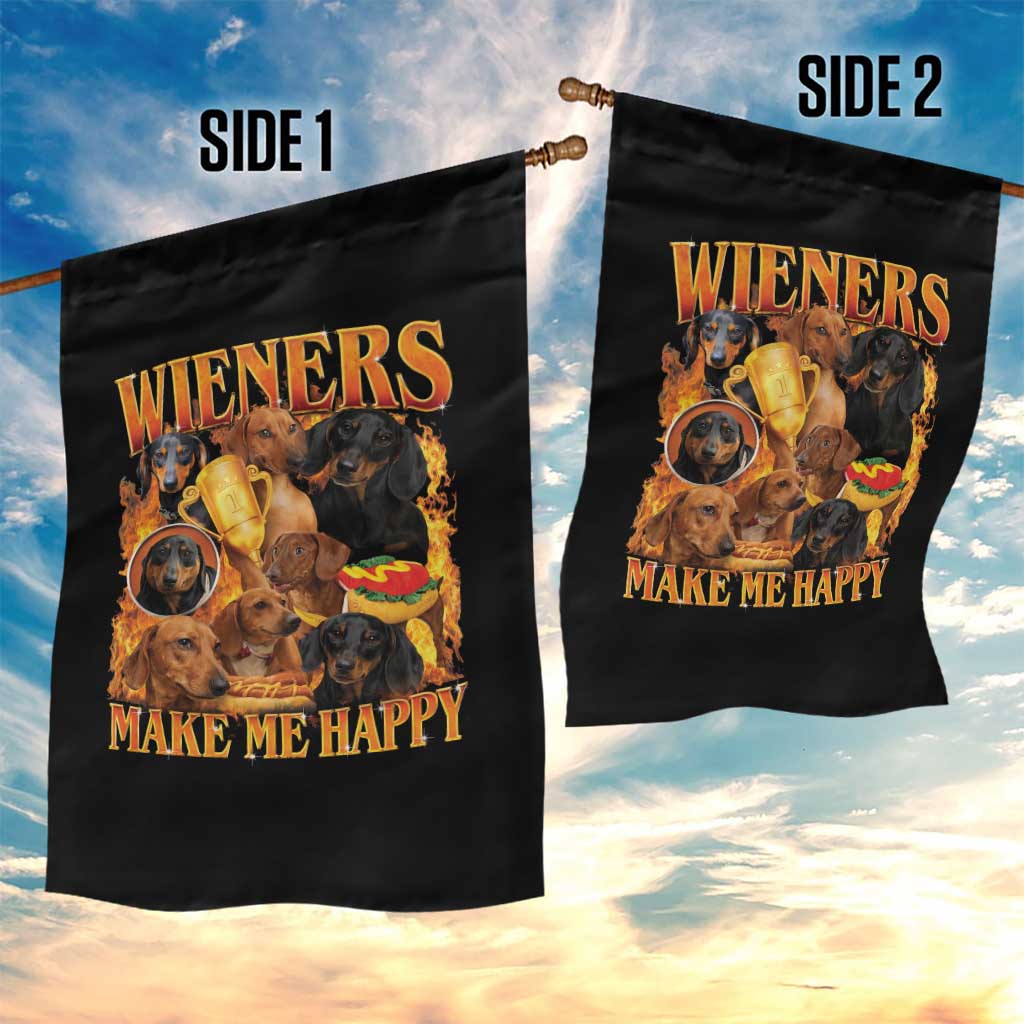 Funny Wiener Dog Garden Flag Vintage Bootleg Gift For Dachshund Lover - Wonder Print Shop