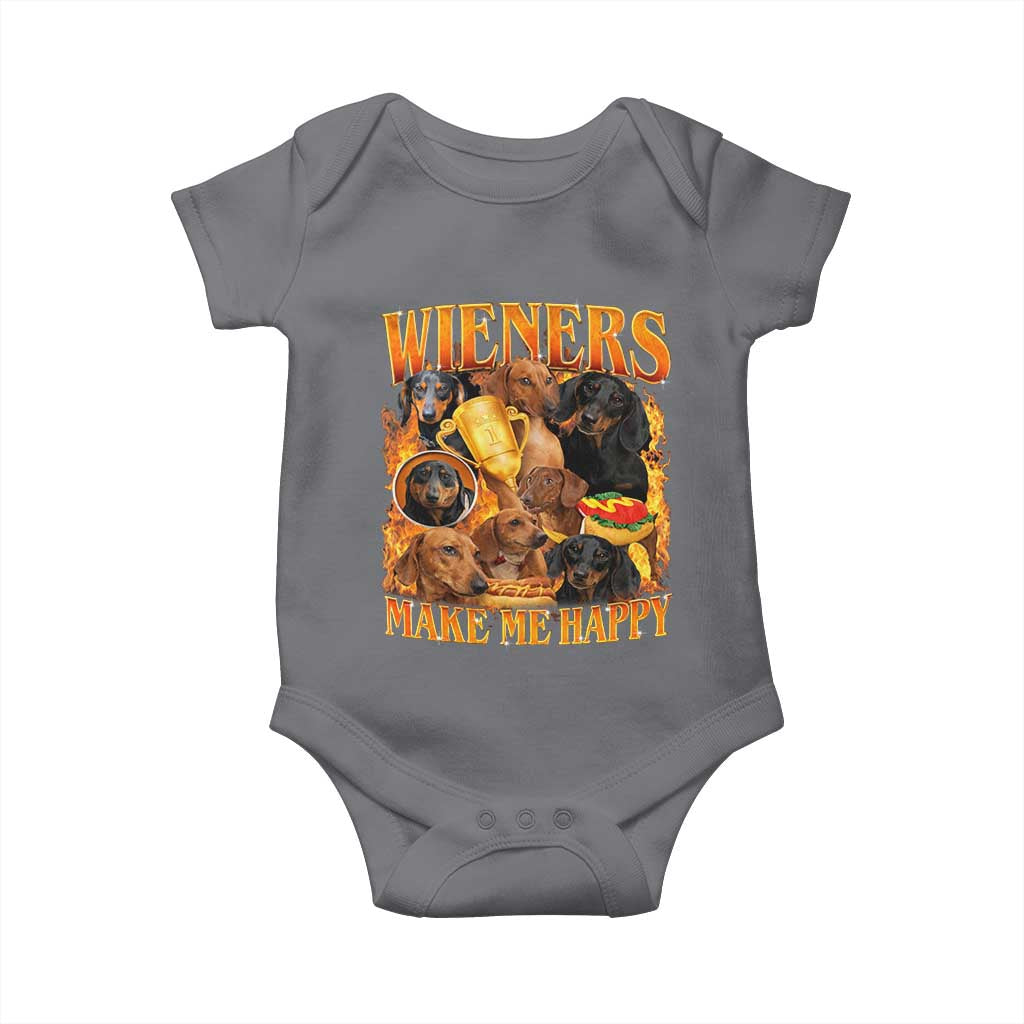 Funny Wiener Dog Baby Onesie Vintage Bootleg Gift For Dachshund Lover - Wonder Print Shop