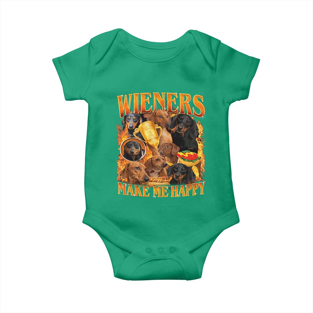 Funny Wiener Dog Baby Onesie Vintage Bootleg Gift For Dachshund Lover - Wonder Print Shop
