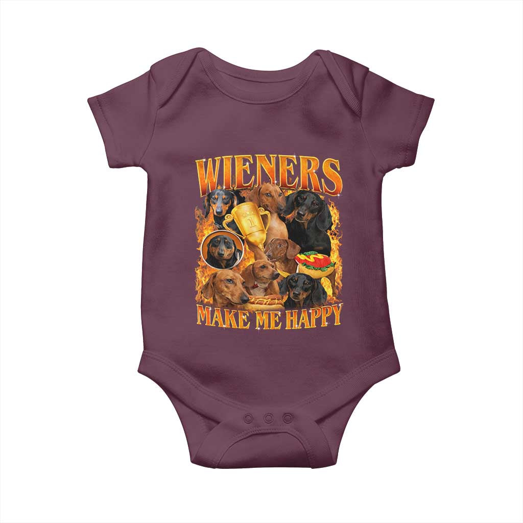 Funny Wiener Dog Baby Onesie Vintage Bootleg Gift For Dachshund Lover - Wonder Print Shop