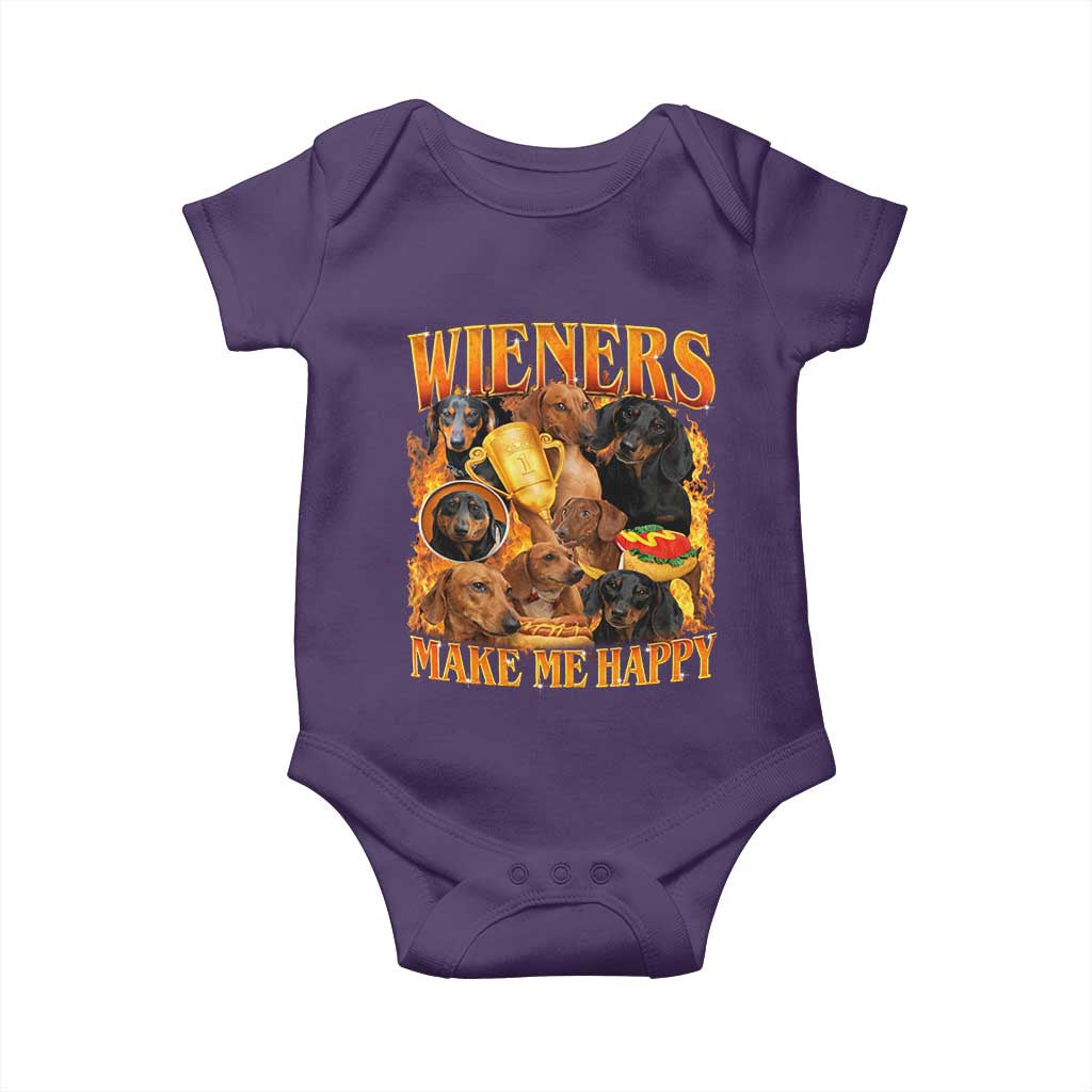 Funny Wiener Dog Baby Onesie Vintage Bootleg Gift For Dachshund Lover - Wonder Print Shop