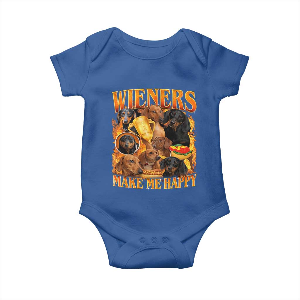 Funny Wiener Dog Baby Onesie Vintage Bootleg Gift For Dachshund Lover - Wonder Print Shop