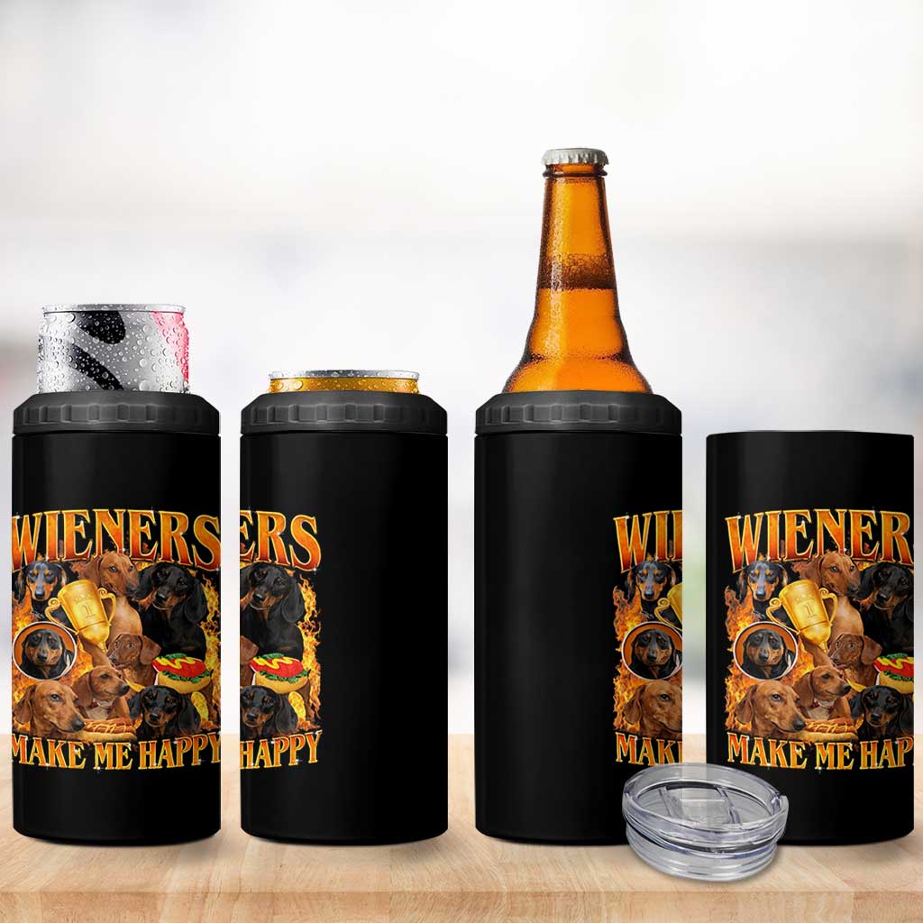 Funny Wiener Dog 4 in 1 Can Cooler Tumbler Vintage Bootleg Gift For Dachshund Lover - Wonder Print Shop