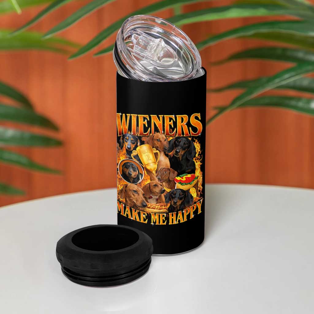 Funny Wiener Dog 4 in 1 Can Cooler Tumbler Vintage Bootleg Gift For Dachshund Lover - Wonder Print Shop