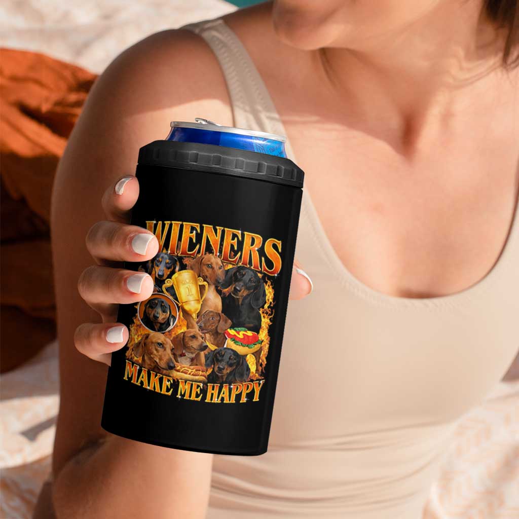 Funny Wiener Dog 4 in 1 Can Cooler Tumbler Vintage Bootleg Gift For Dachshund Lover - Wonder Print Shop