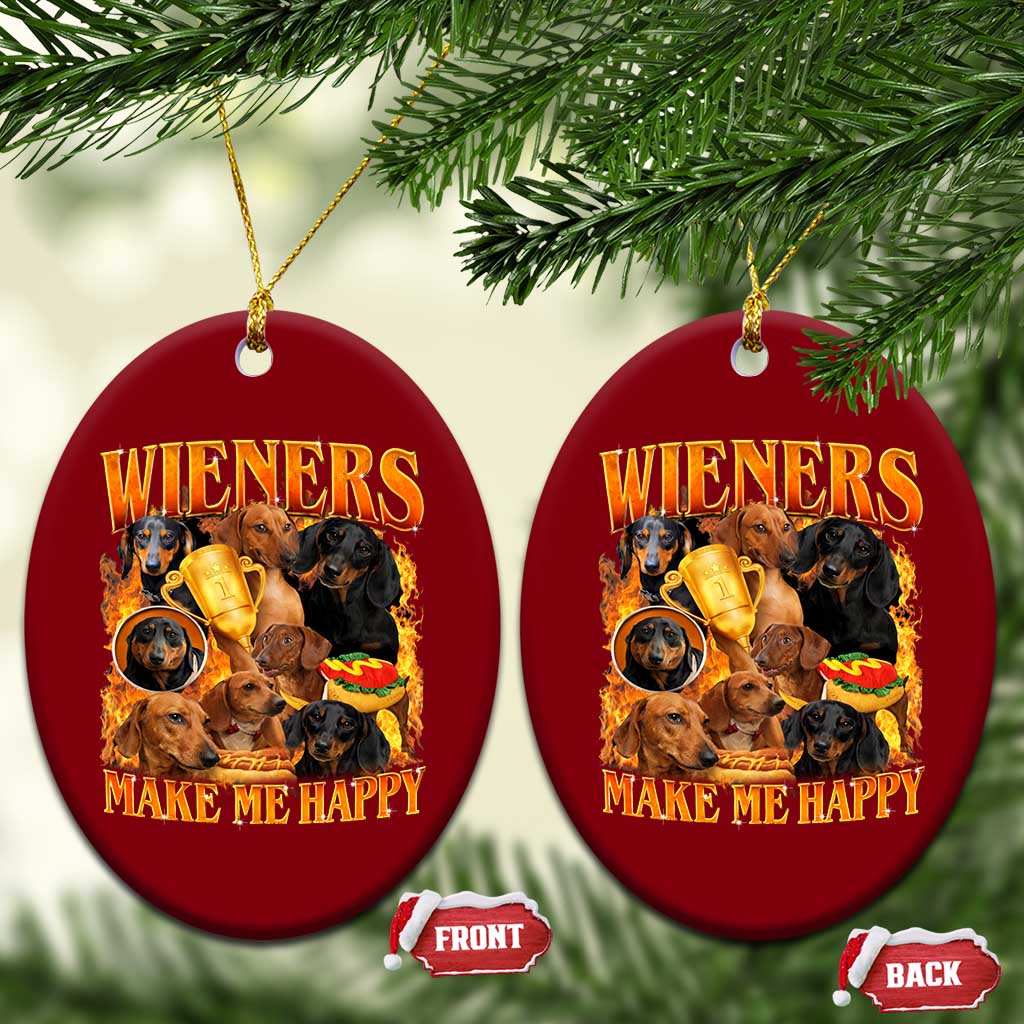 Funny Wiener Dog Ceramic Ornament Vintage Bootleg Gift For Dachshund Lover - Wonder Print Shop