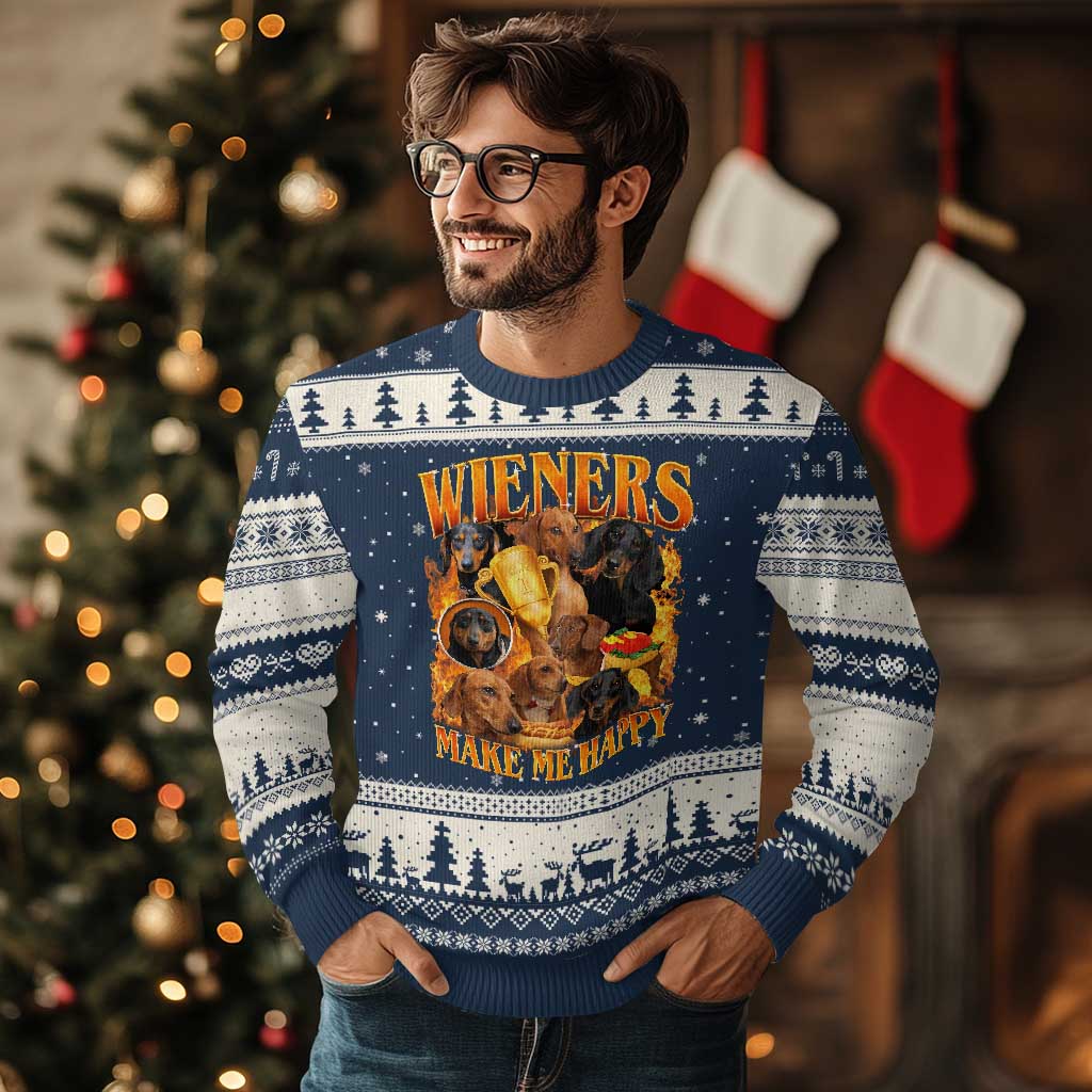 Funny Wiener Dog Ugly Christmas Sweater Vintage Bootleg Gift For Dachshund Lover - Wonder Print Shop