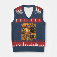 Funny Wiener Dog V-Neck Knit Sweater Vest Vintage Bootleg Gift For Dachshund Lover - Wonder Print Shop