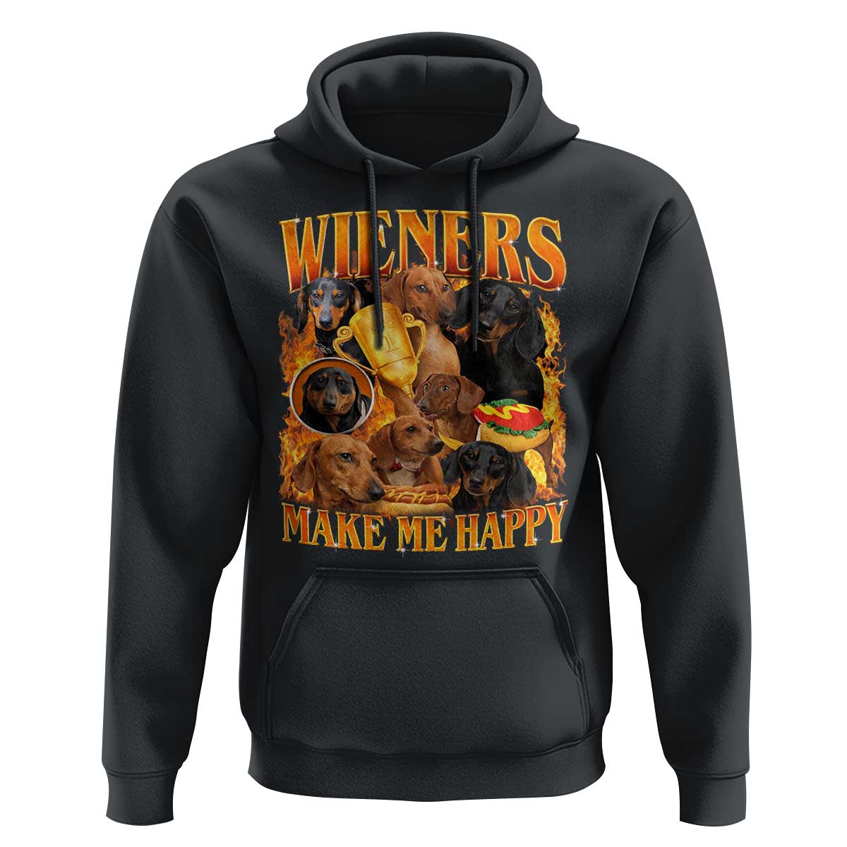 Funny Wiener Dog Hoodie Vintage Bootleg Gift For Dachshund Lover - Wonder Print Shop