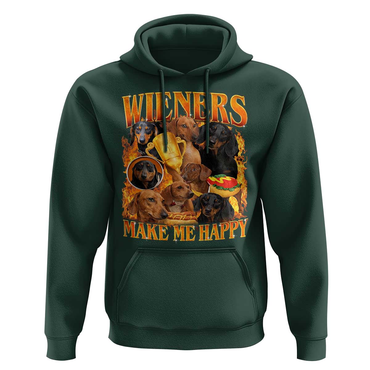 Funny Wiener Dog Hoodie Vintage Bootleg Gift For Dachshund Lover - Wonder Print Shop