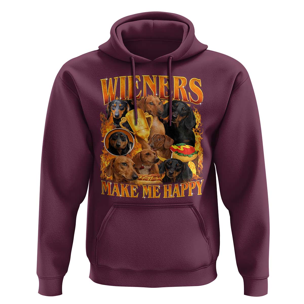 Funny Wiener Dog Hoodie Vintage Bootleg Gift For Dachshund Lover - Wonder Print Shop