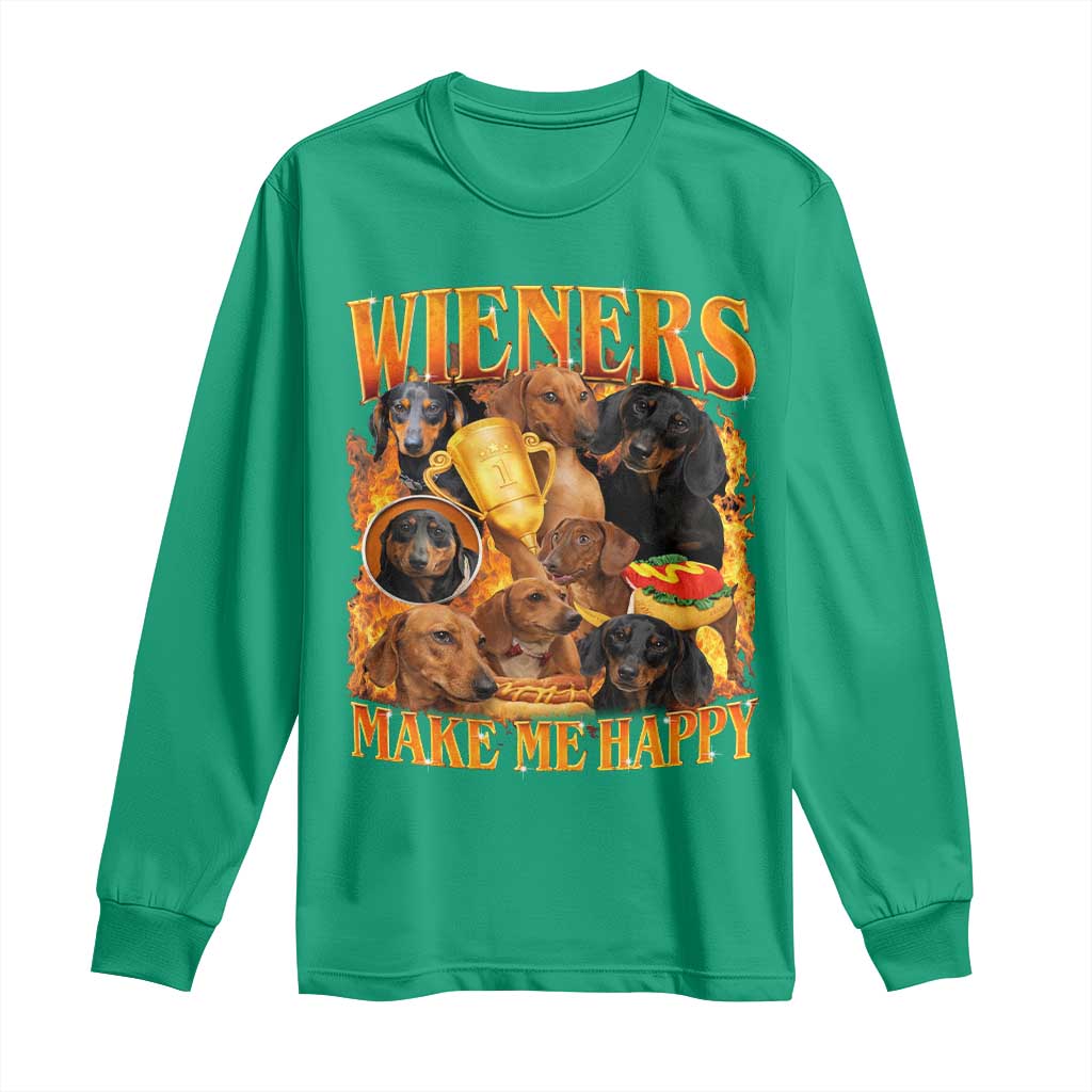 Funny Wiener Dog Long Sleeve Shirt Vintage Bootleg Gift For Dachshund Lover - Wonder Print Shop