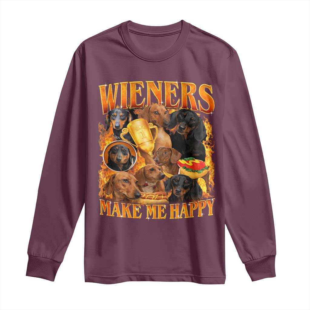 Funny Wiener Dog Long Sleeve Shirt Vintage Bootleg Gift For Dachshund Lover - Wonder Print Shop