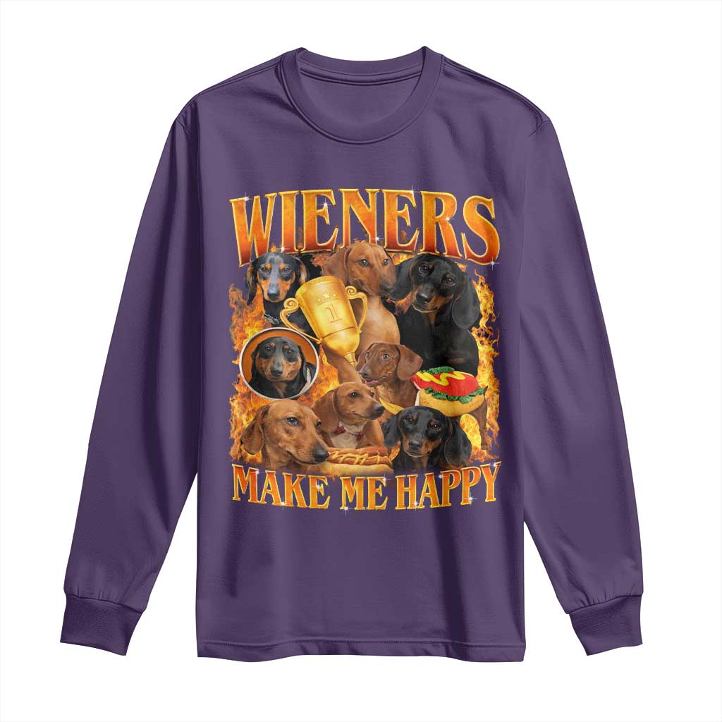 Funny Wiener Dog Long Sleeve Shirt Vintage Bootleg Gift For Dachshund Lover - Wonder Print Shop