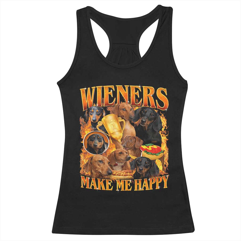Funny Wiener Dog Racerback Tank Top Vintage Bootleg Gift For Dachshund Lover - Wonder Print Shop