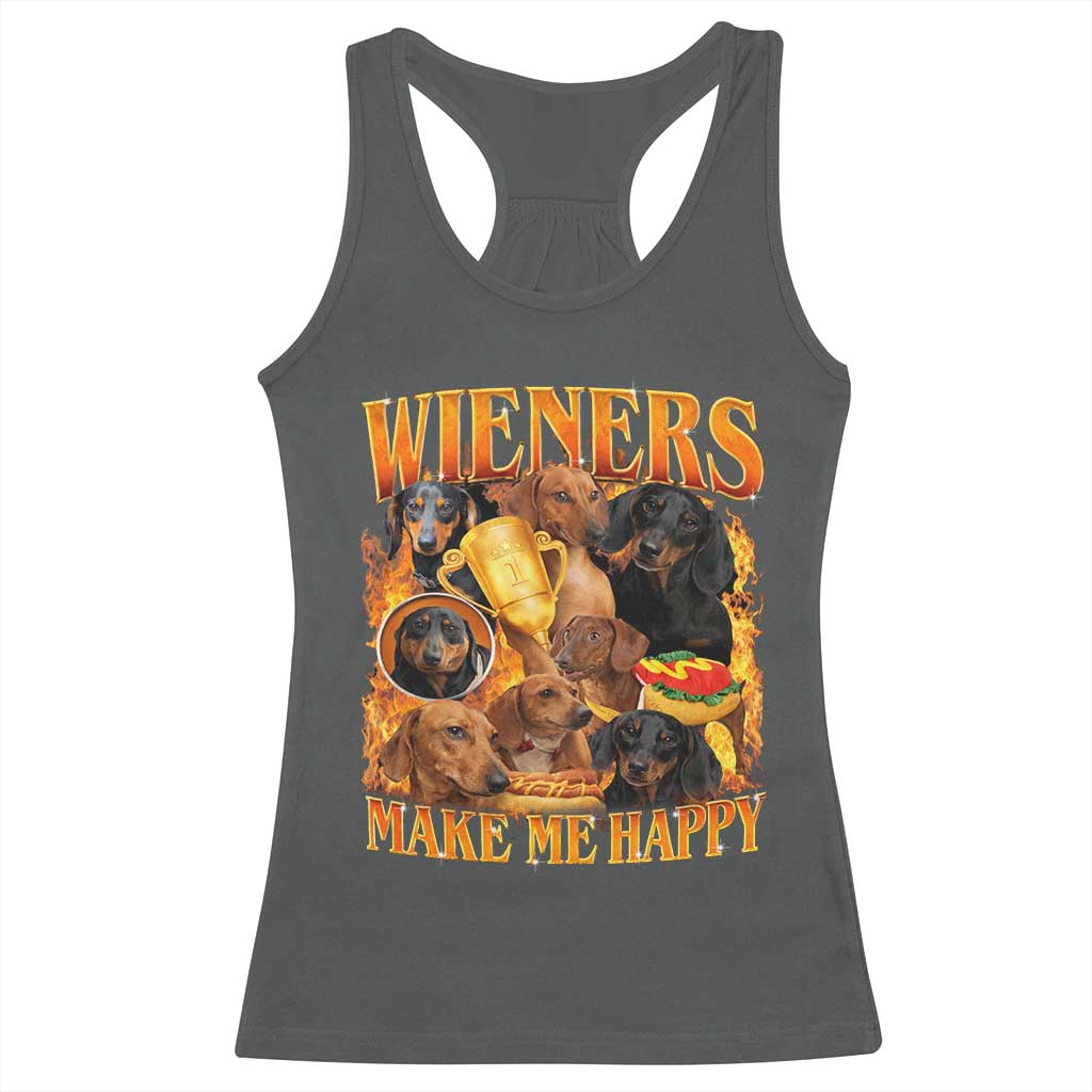 Funny Wiener Dog Racerback Tank Top Vintage Bootleg Gift For Dachshund Lover - Wonder Print Shop