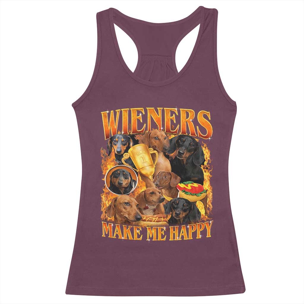Funny Wiener Dog Racerback Tank Top Vintage Bootleg Gift For Dachshund Lover - Wonder Print Shop