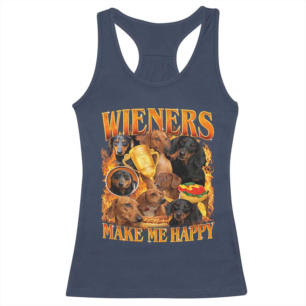 Funny Wiener Dog Racerback Tank Top Vintage Bootleg Gift For Dachshund Lover - Wonder Print Shop
