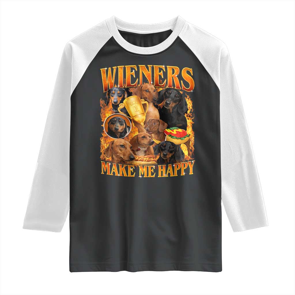 Funny Wiener Dog Raglan Shirt Vintage Bootleg Gift For Dachshund Lover - Wonder Print Shop