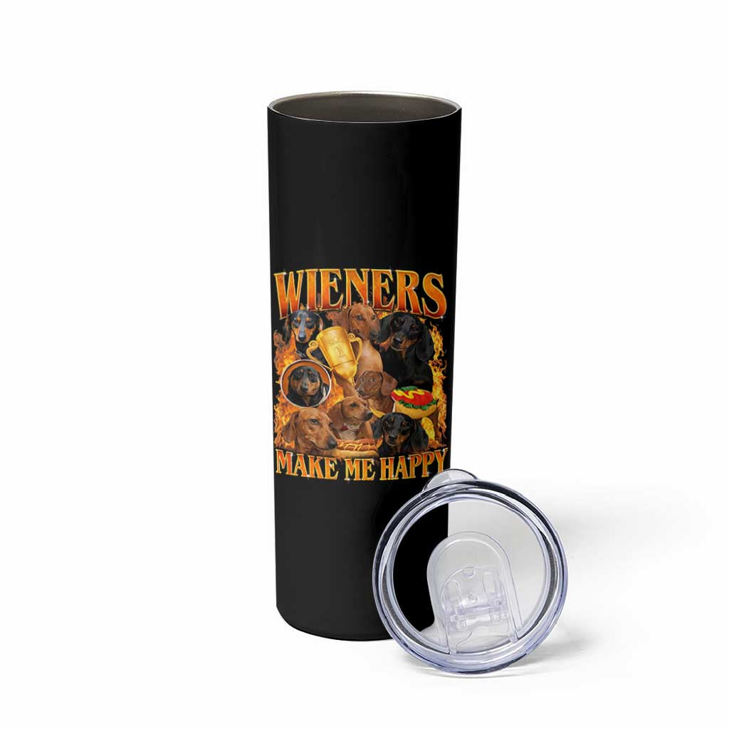 Funny Wiener Dog Skinny Tumbler Vintage Bootleg Gift For Dachshund Lover - Wonder Print Shop