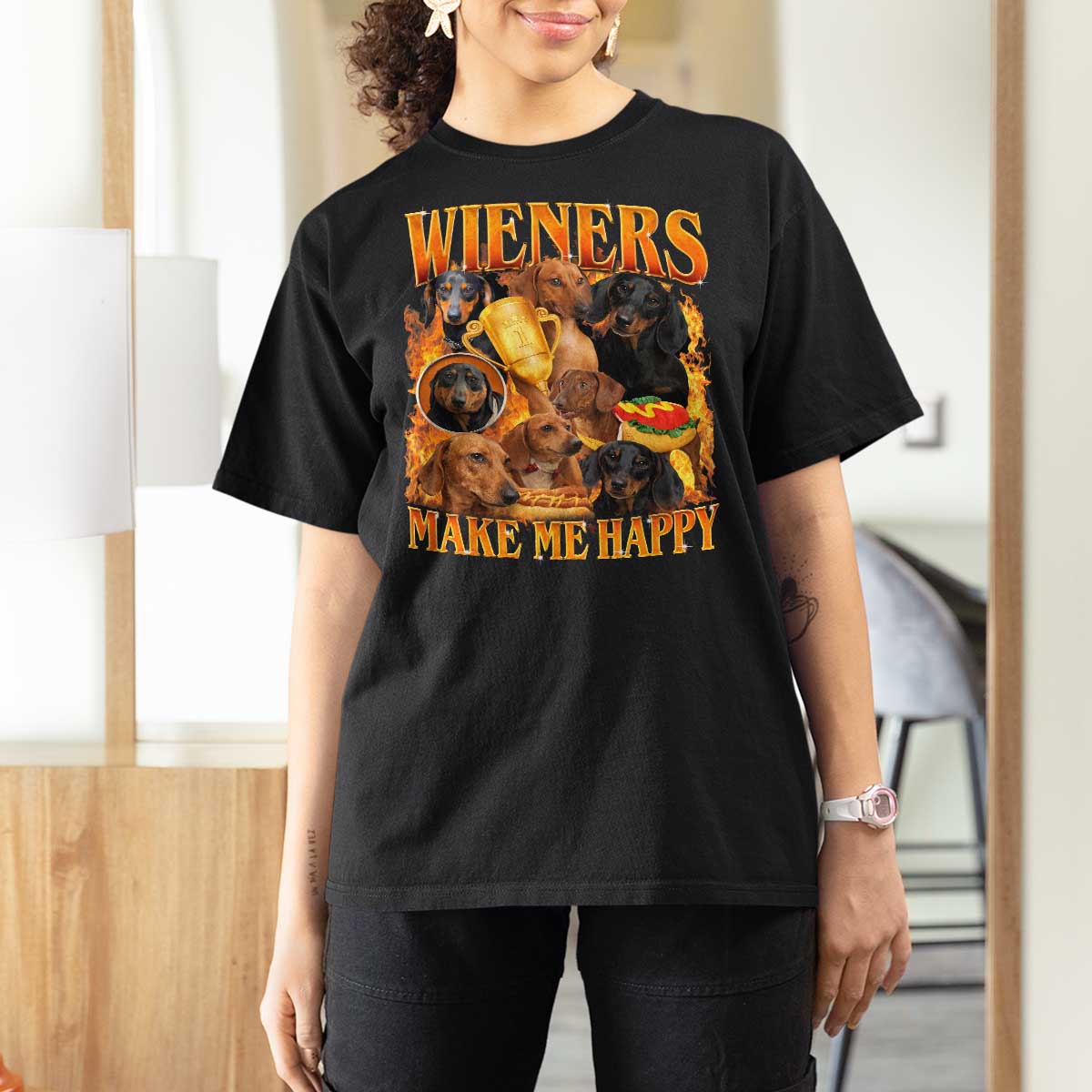 Funny Wiener Dog T Shirt For Women Vintage Bootleg Gift For Dachshund Lover - Wonder Print Shop