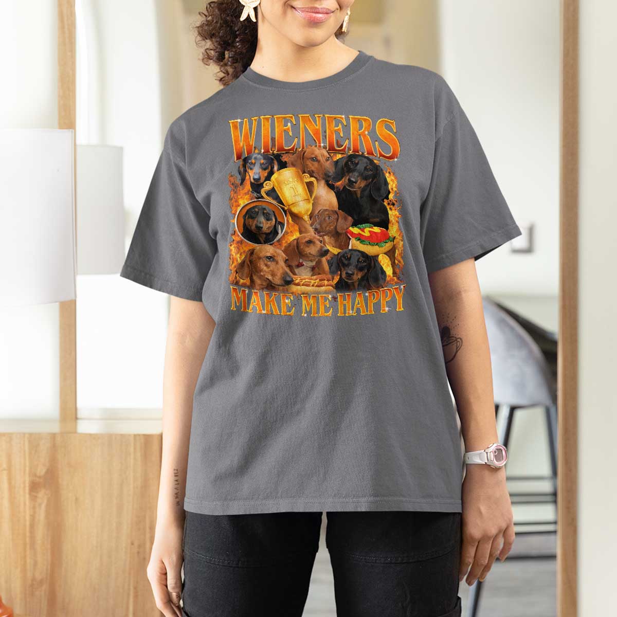 Funny Wiener Dog T Shirt For Women Vintage Bootleg Gift For Dachshund Lover - Wonder Print Shop