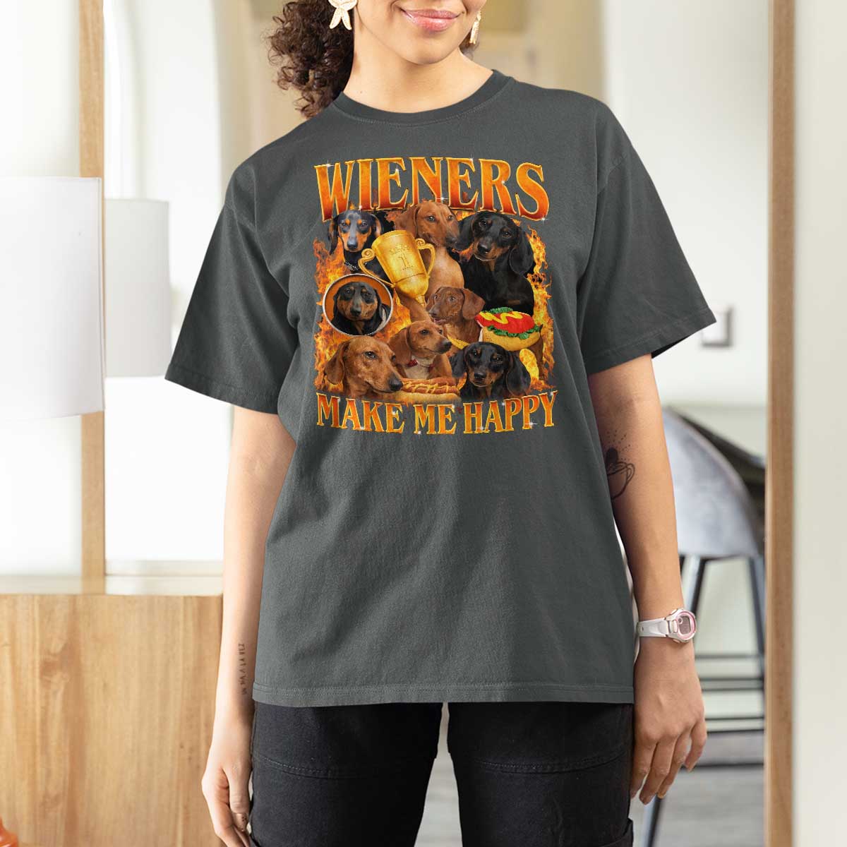 Funny Wiener Dog T Shirt For Women Vintage Bootleg Gift For Dachshund Lover - Wonder Print Shop