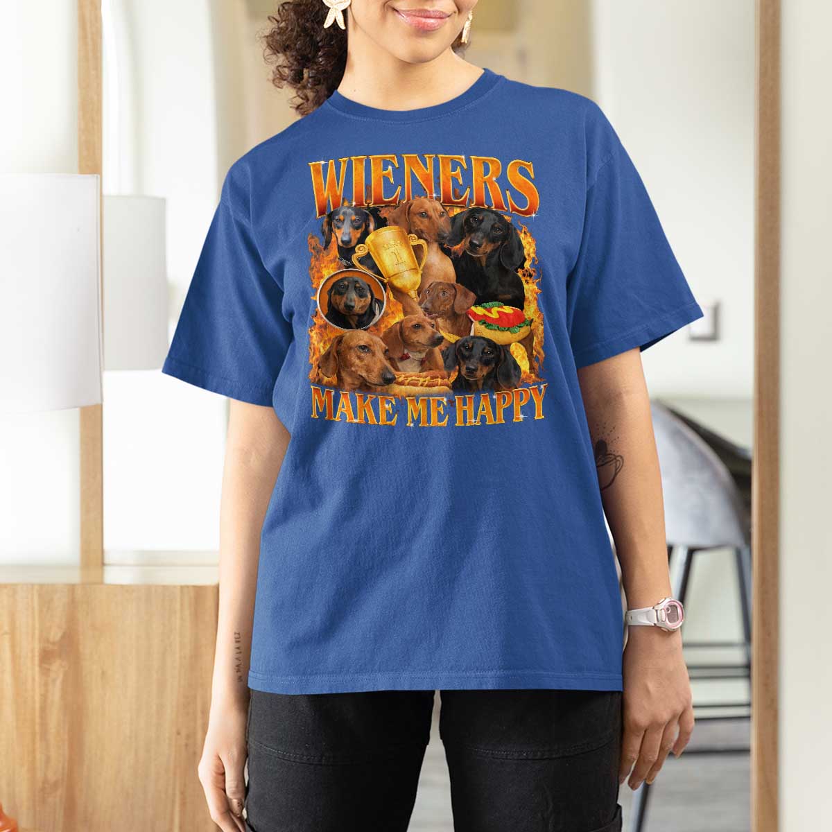 Funny Wiener Dog T Shirt For Women Vintage Bootleg Gift For Dachshund Lover - Wonder Print Shop