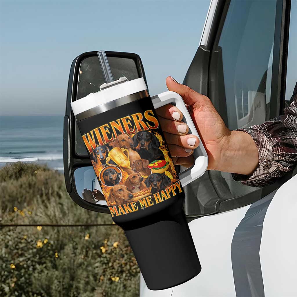 Funny Wiener Dog Tumbler With Handle Vintage Bootleg Gift For Dachshund Lover - Wonder Print Shop