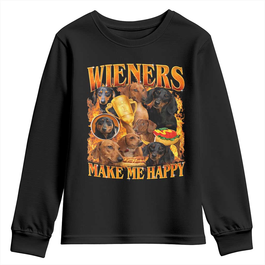 Funny Wiener Dog Youth Sweatshirt Vintage Bootleg Gift For Dachshund Lover - Wonder Print Shop