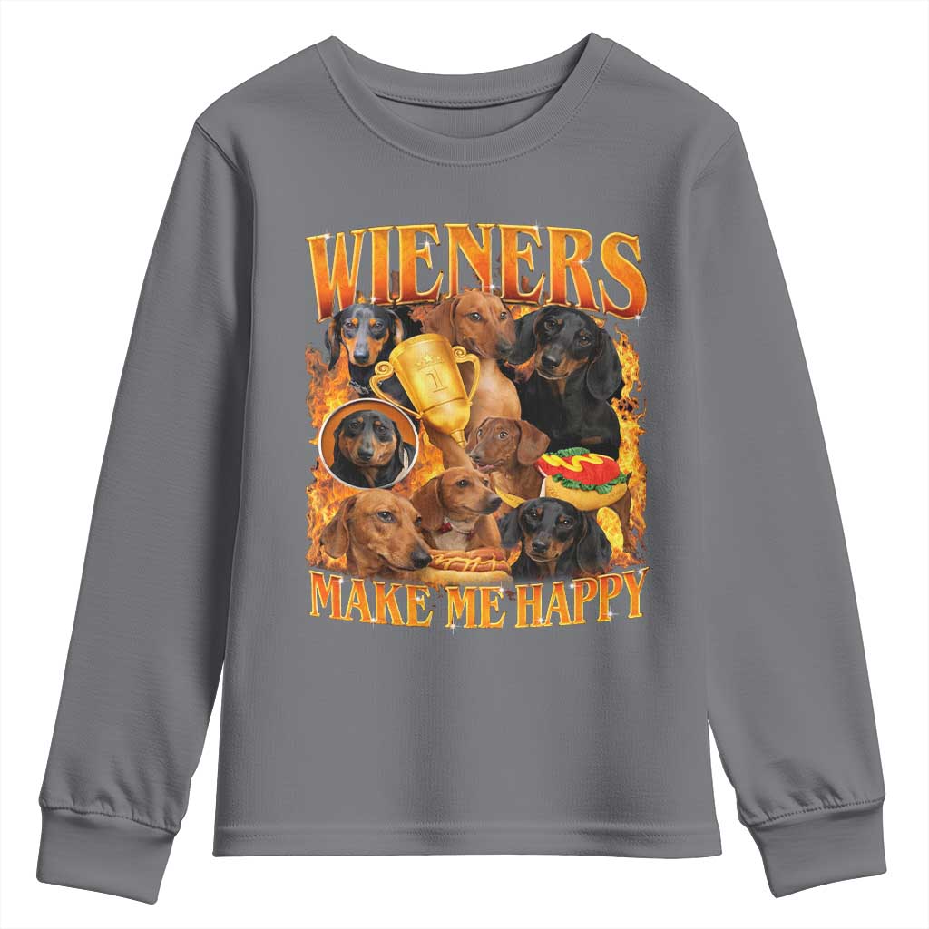 Funny Wiener Dog Youth Sweatshirt Vintage Bootleg Gift For Dachshund Lover - Wonder Print Shop