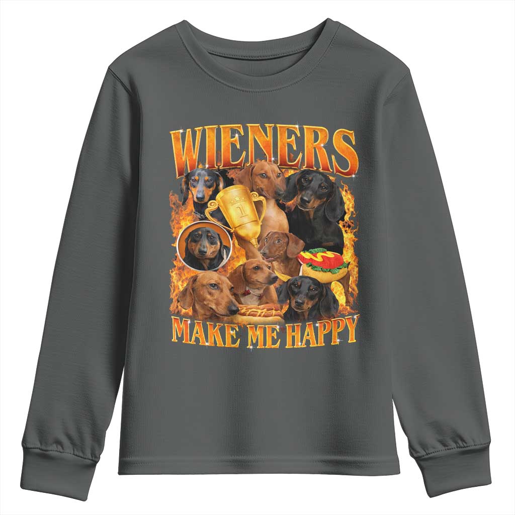 Funny Wiener Dog Youth Sweatshirt Vintage Bootleg Gift For Dachshund Lover - Wonder Print Shop