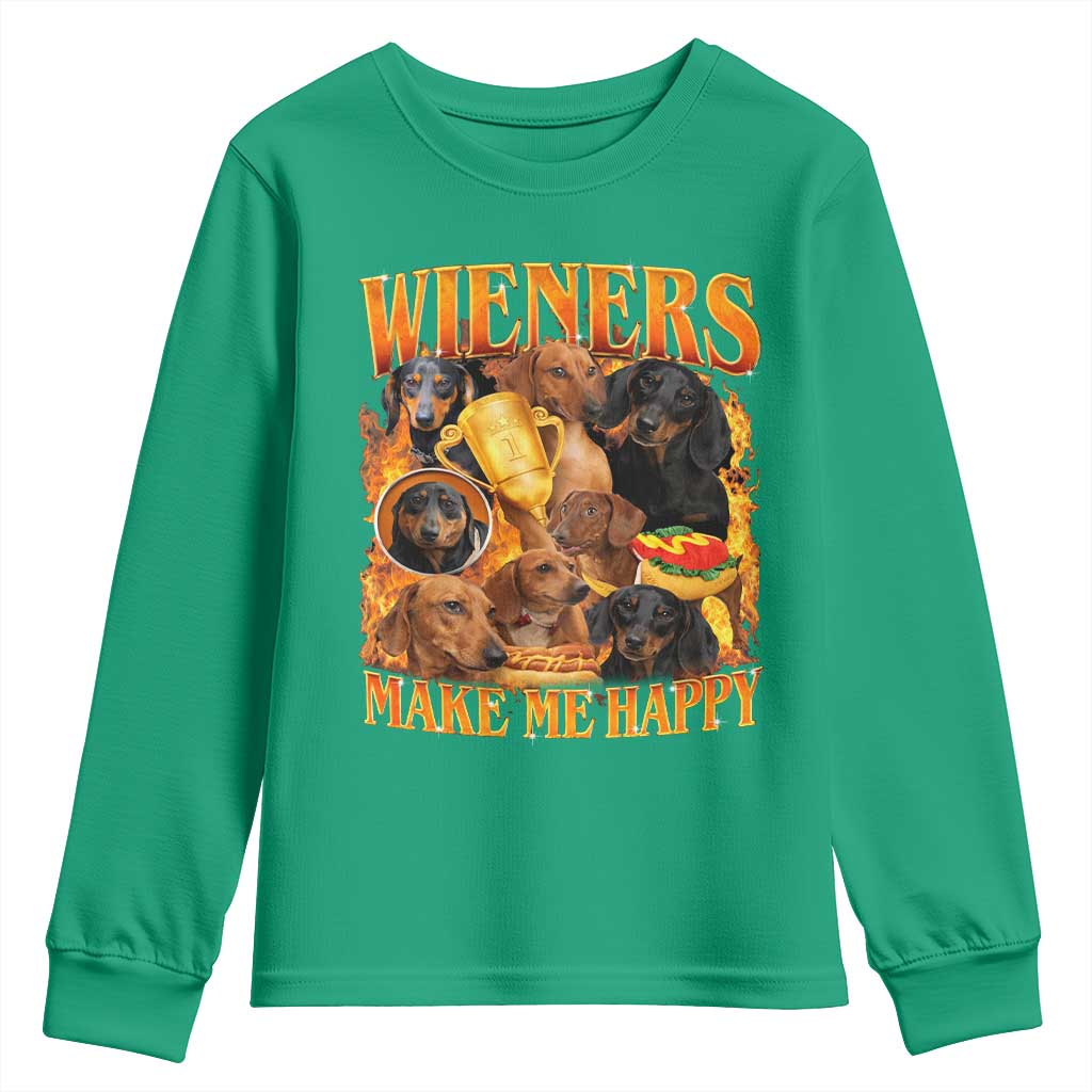 Funny Wiener Dog Youth Sweatshirt Vintage Bootleg Gift For Dachshund Lover - Wonder Print Shop