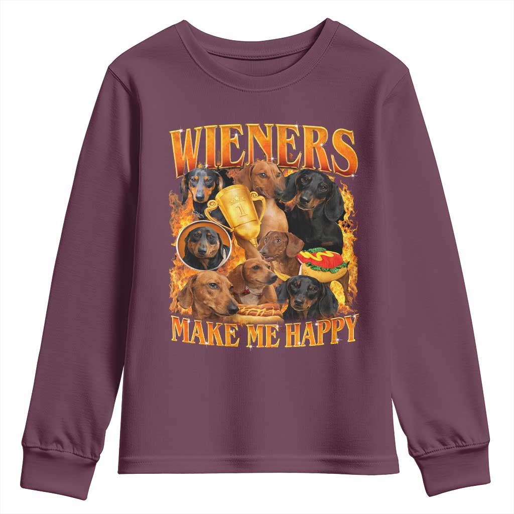 Funny Wiener Dog Youth Sweatshirt Vintage Bootleg Gift For Dachshund Lover - Wonder Print Shop
