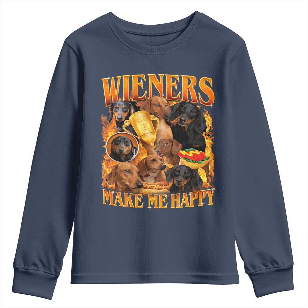 Funny Wiener Dog Youth Sweatshirt Vintage Bootleg Gift For Dachshund Lover - Wonder Print Shop